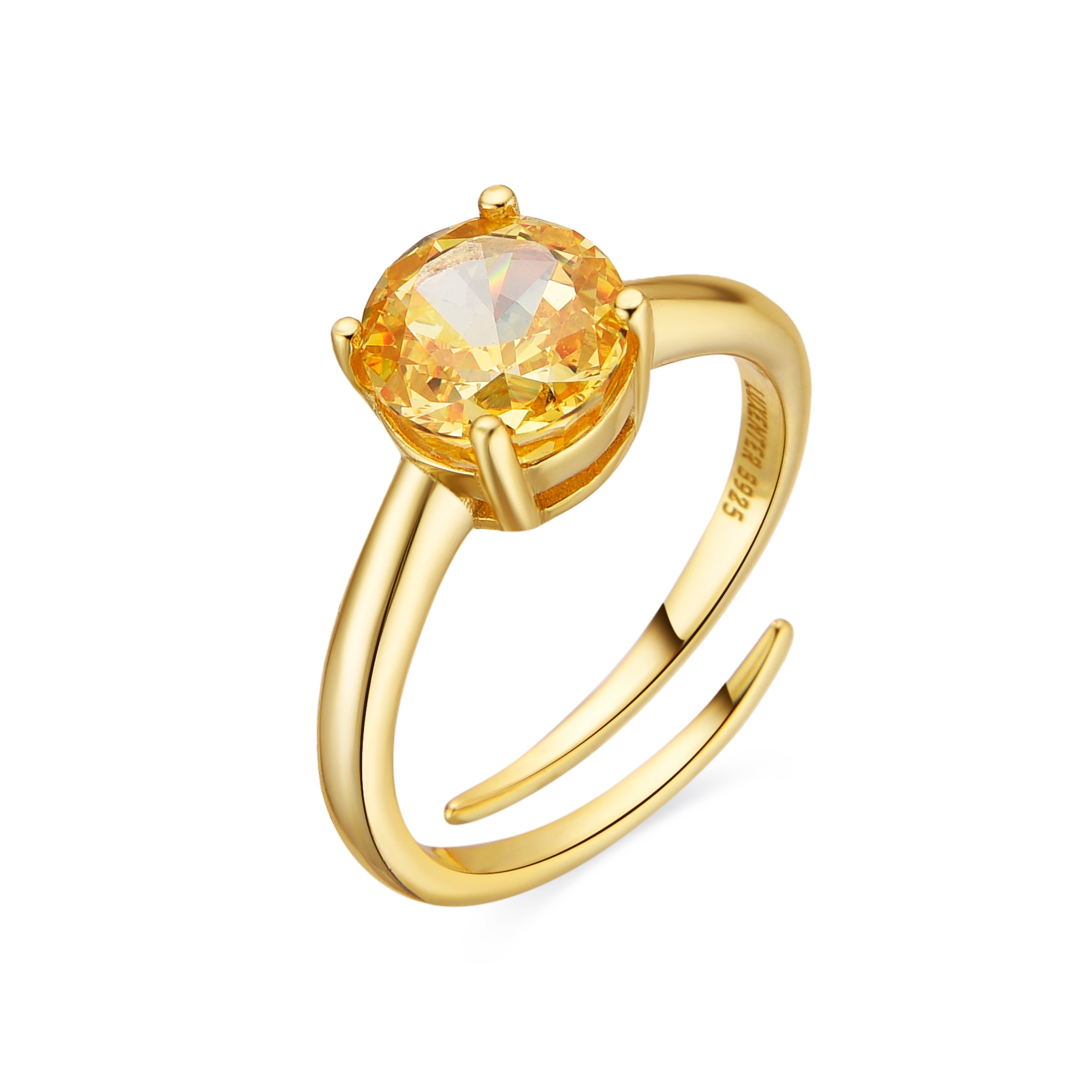 925 Sterling Silver and Padparadscha Ring, 18k Gold Finish - Baran