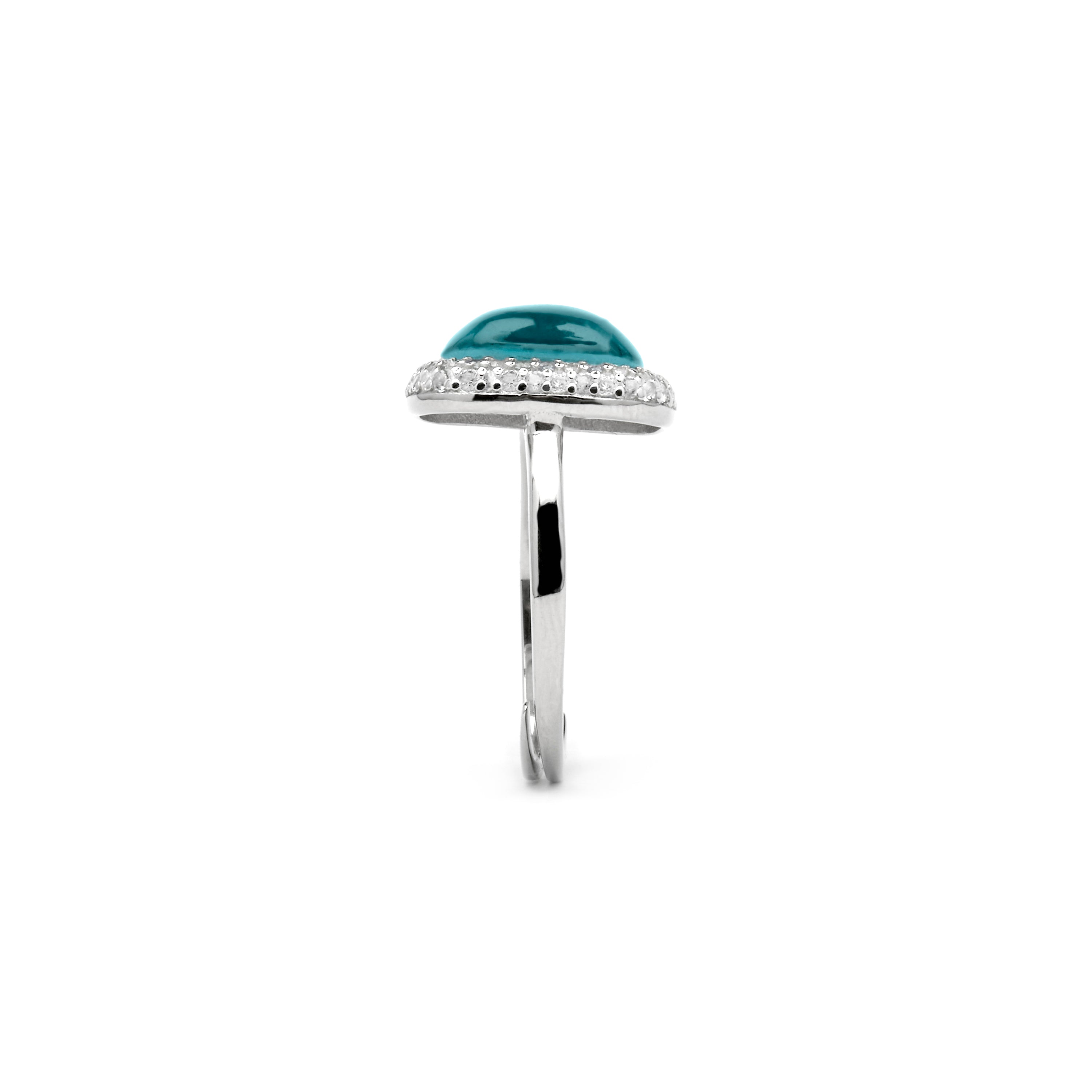 Anel de Prata Esterlina 925 e Hematita Dupla / Cristal Azul com acabamento em ródio - Baddal