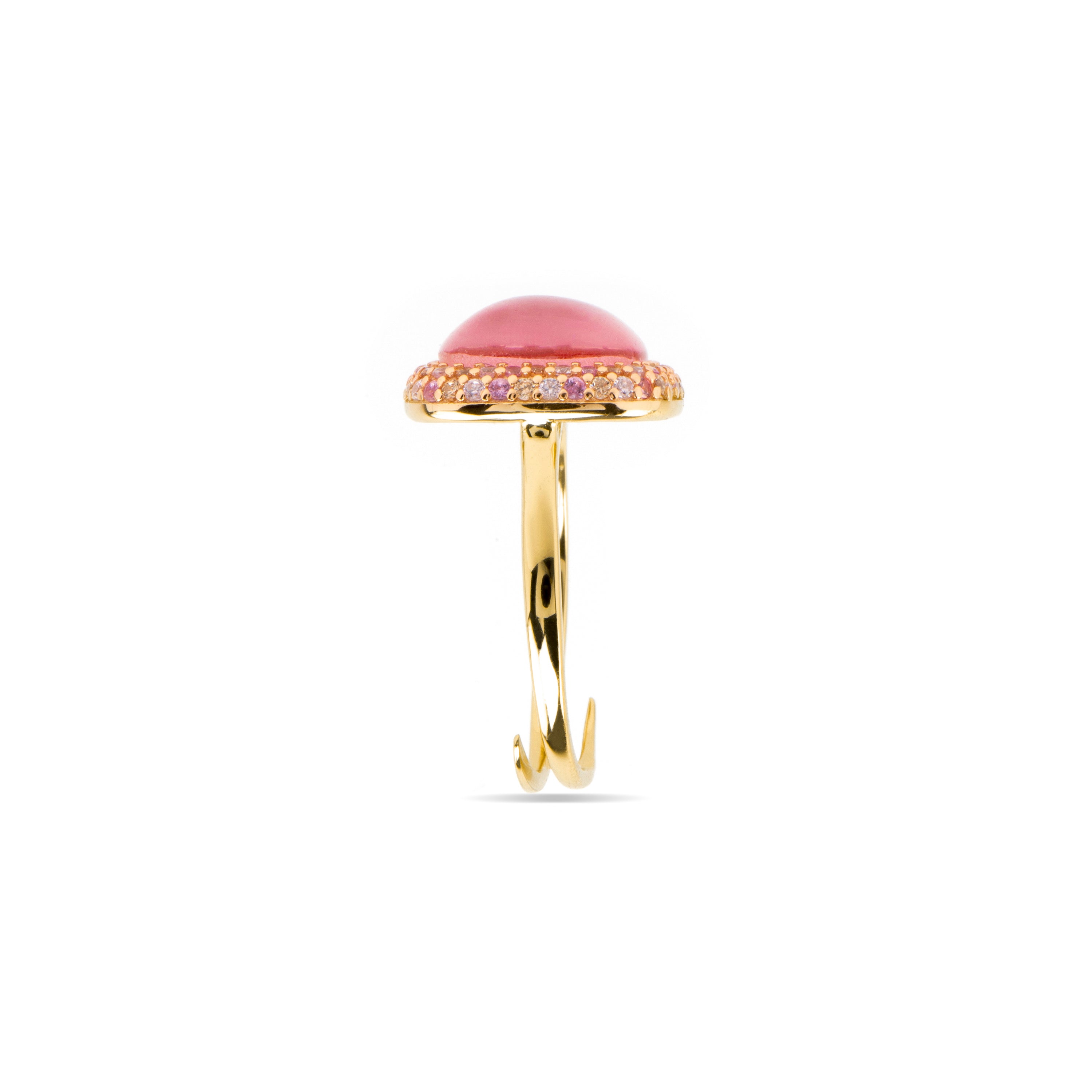 Anillo de Plata de Ley 925 y Doblete de Madreperla  Rosa / Cristal acabado oro amarillo de 18k - Baddal