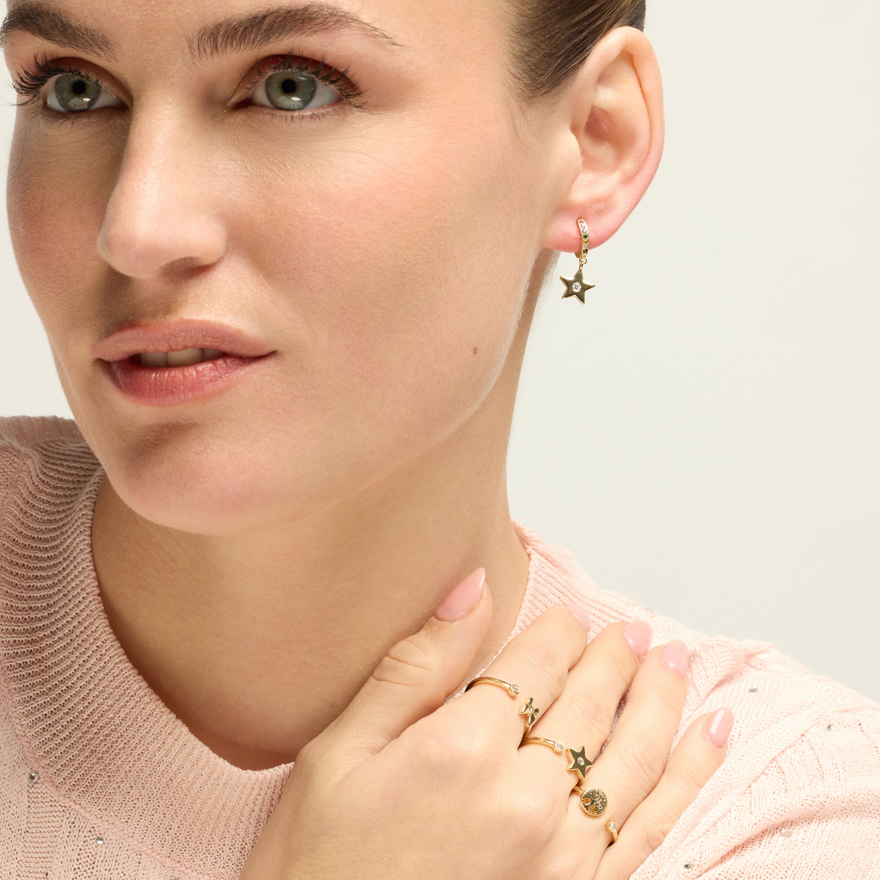 925 Sterling Silver and Brilliant Zirconia Ring, 18k Yellow Gold Finish - Tree of Life