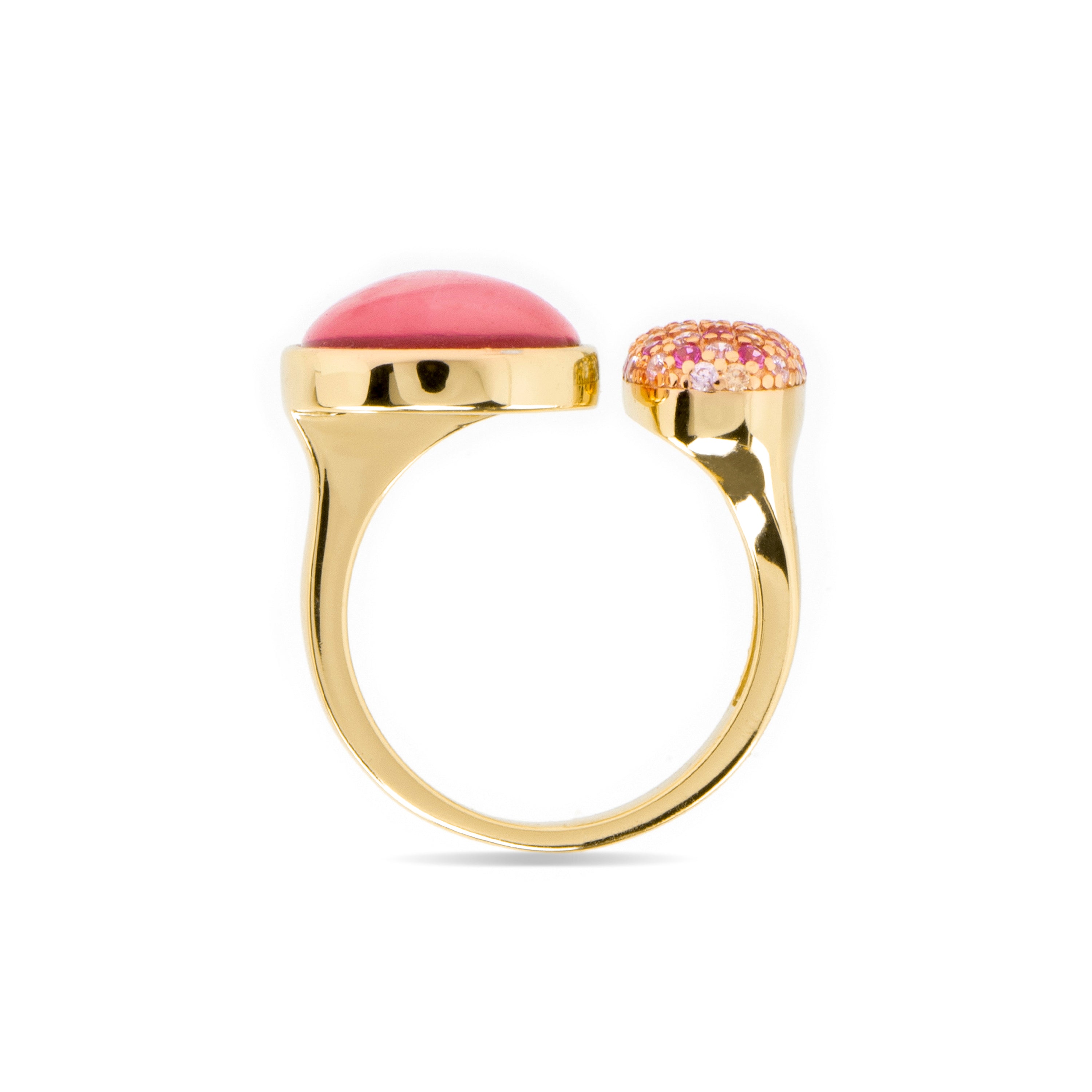 Anillo de Plata de Ley 925 y Doblete de Madreperla  Rosa / Cristal acabado oro amarillo de 18k - Furesh