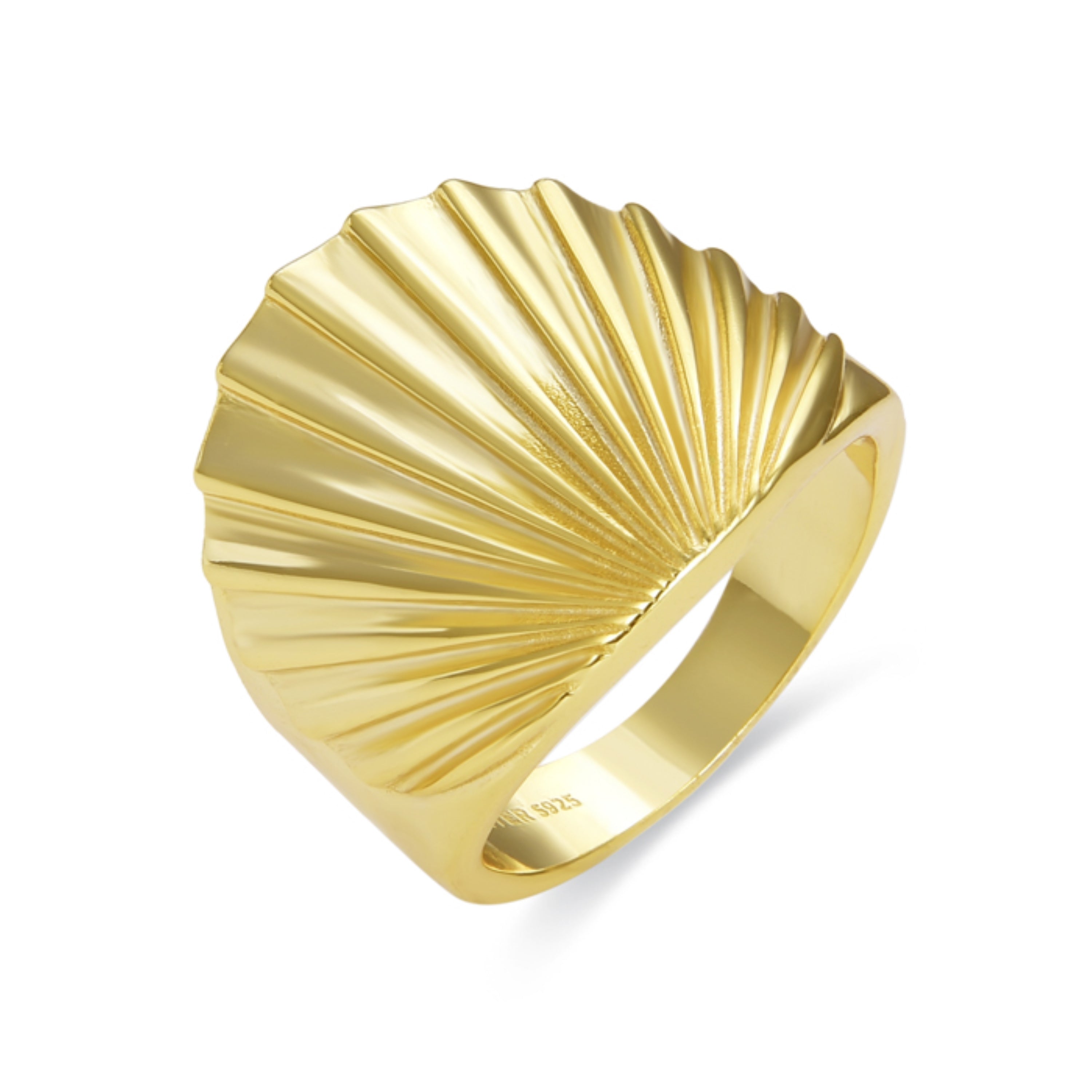 925 Sterling Silver Ring with Brilliant Zirconia finished in 18K Yellow Gold - Pabrak