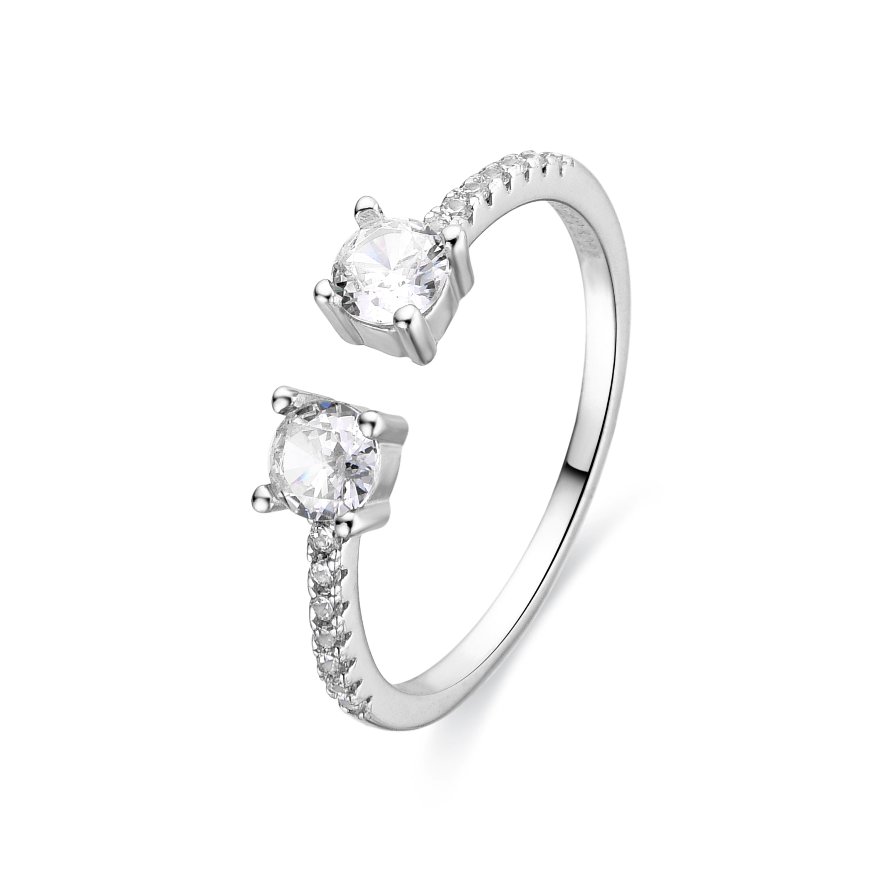 925 Sterling Silver and Brilliant Zirconia Ring with Rhodium Finish - Kaio