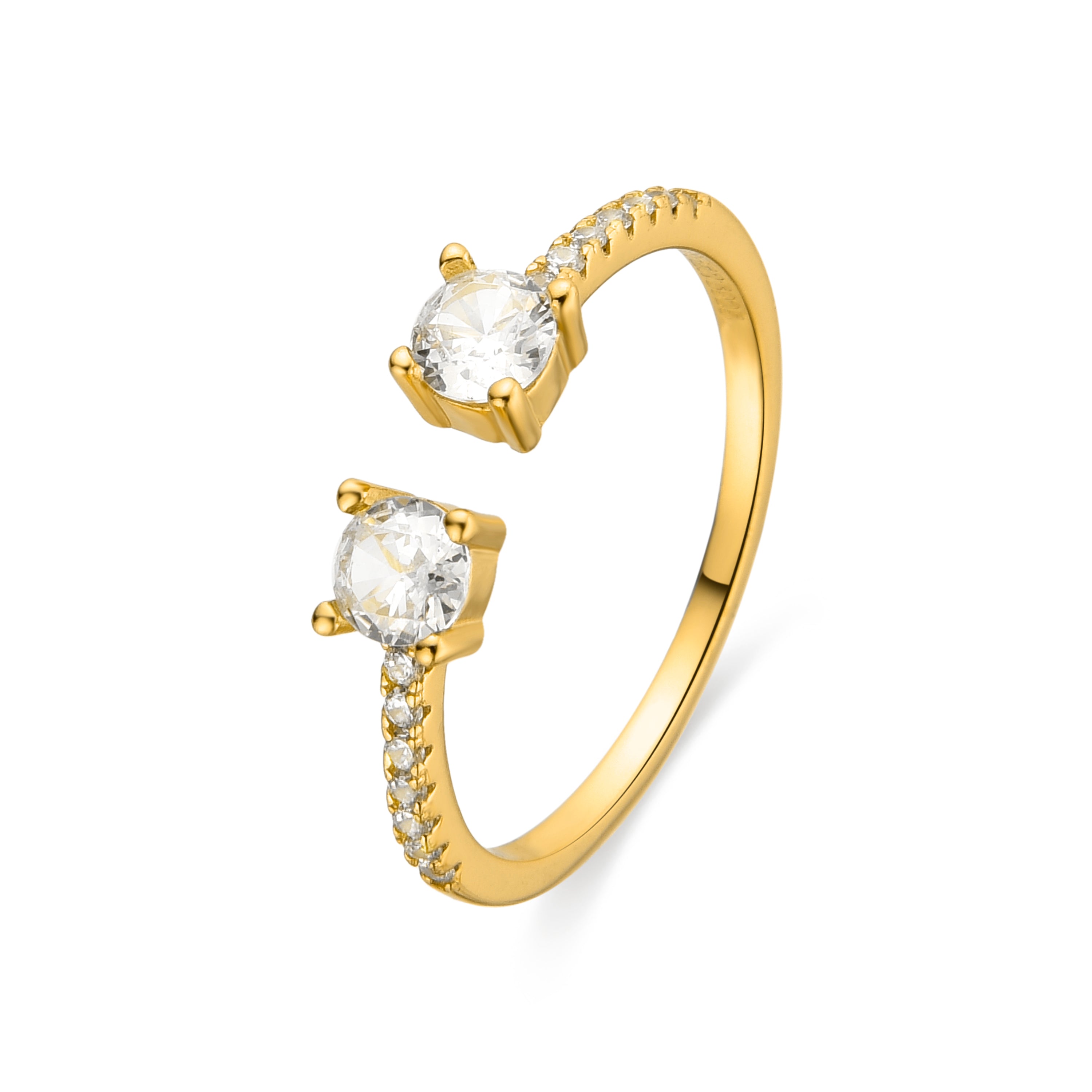 925 Sterling Silver and Brilliant Zirconia Ring Finished in 18K Yellow Gold - Kaio