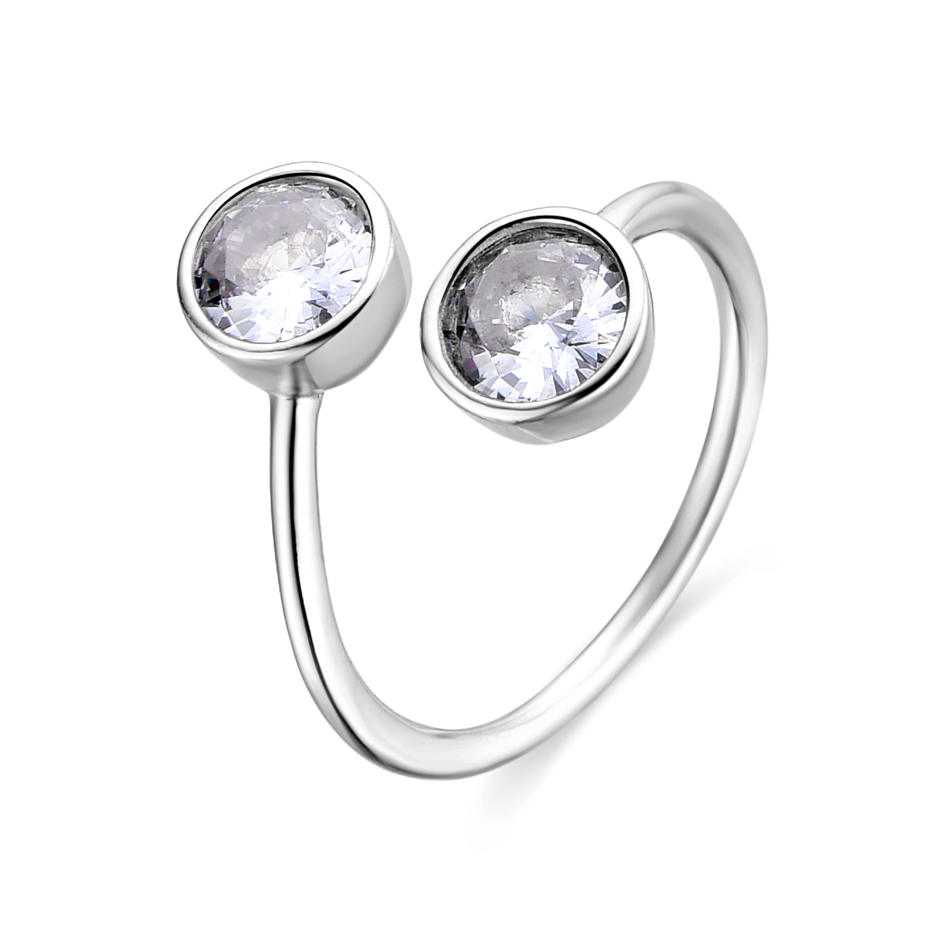 925 Sterling Silver and Brilliant Zirconia Ring with Rhodium Finish - Abne