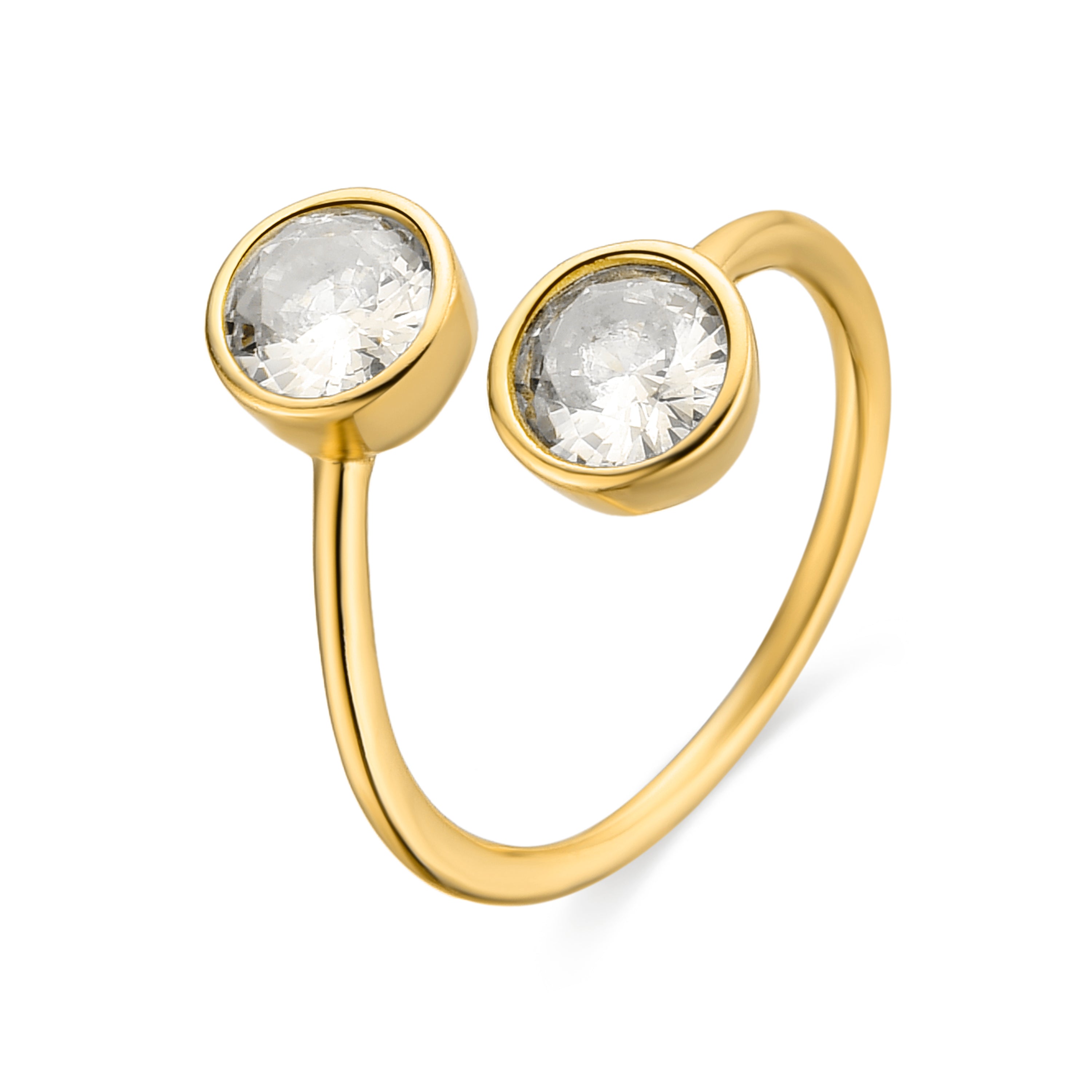 925 Sterling Silver and Brilliant Zirconia Ring Finished in 18K Yellow Gold - Abne