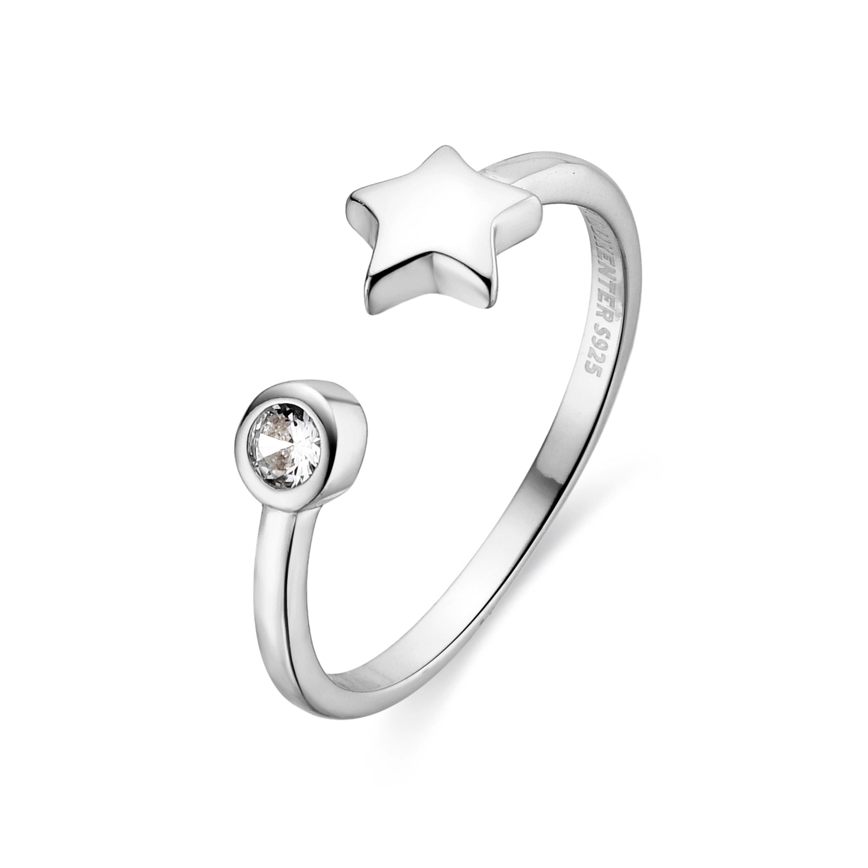 925 Sterling Silver and Brilliant Zirconia Ring with Rhodium Finish - Fazih