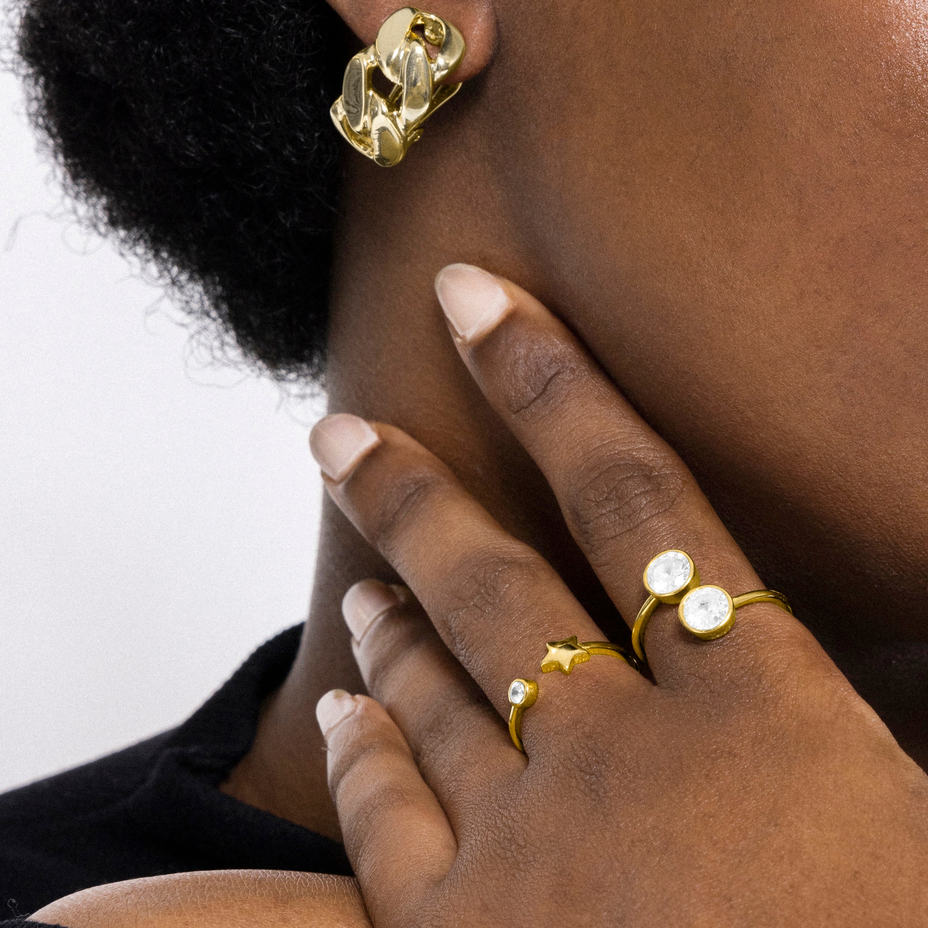 925 Sterling Silver and Brilliant Zirconia Ring Finished in 18K Yellow Gold - Fazih