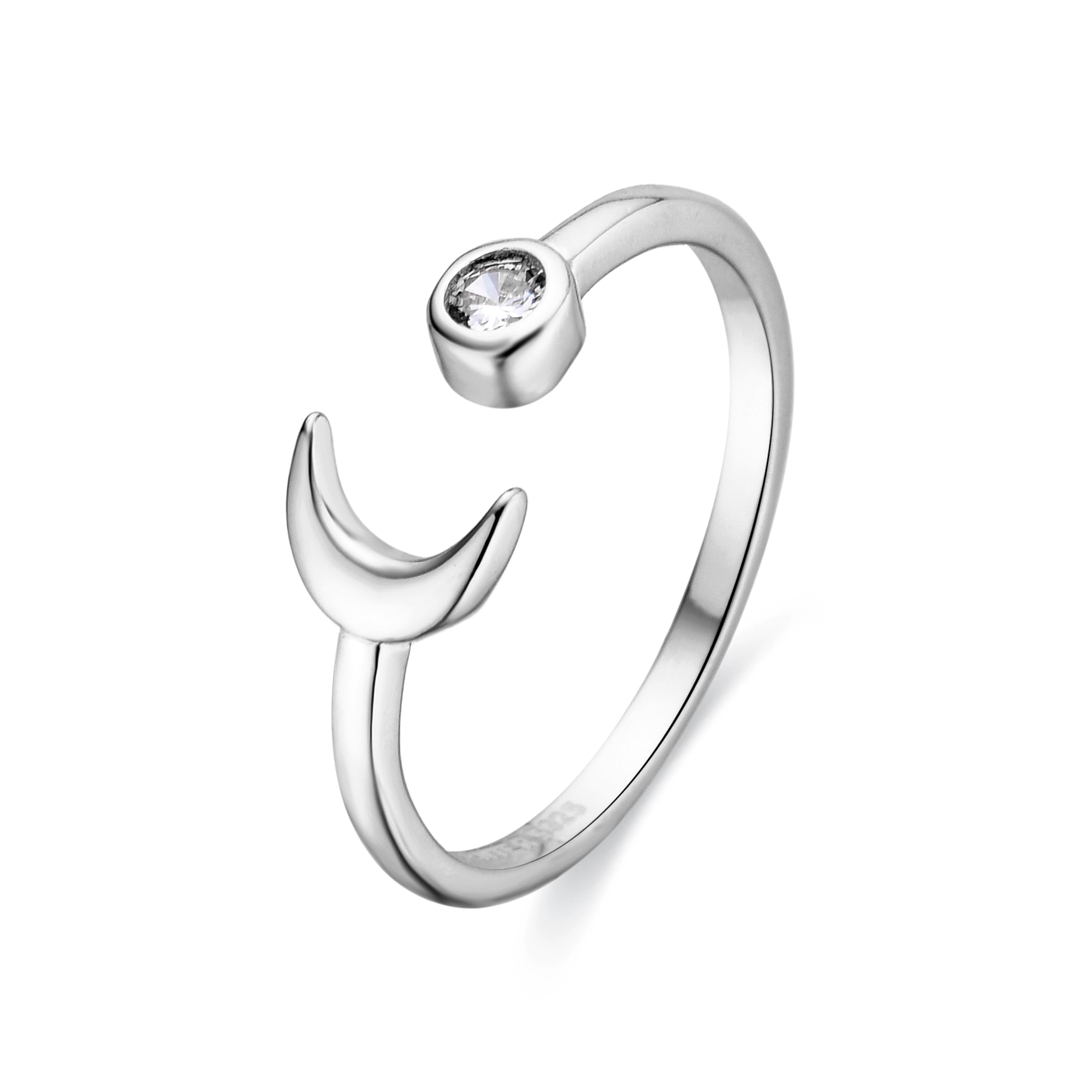 925 Sterling Silver and Brilliant Zirconia Ring with Rhodium Finish - Takku