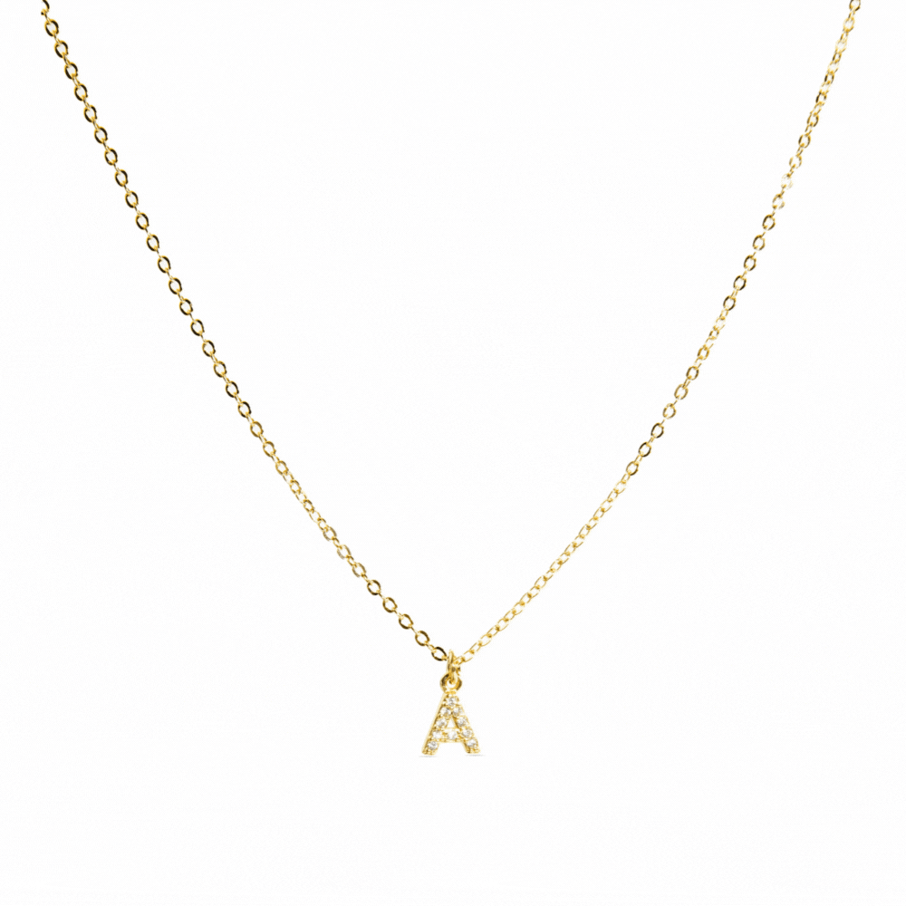 Alphabet Necklace with Brilliant Zirconia in 18k Gold Finish